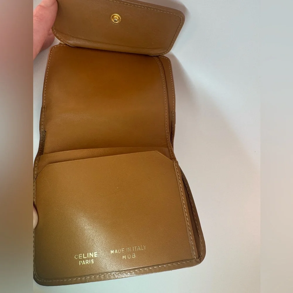 Celine French Kisslock Wallet Brown Macadam Canvas Celine Triomphe Authentic - Picture 10 of 13